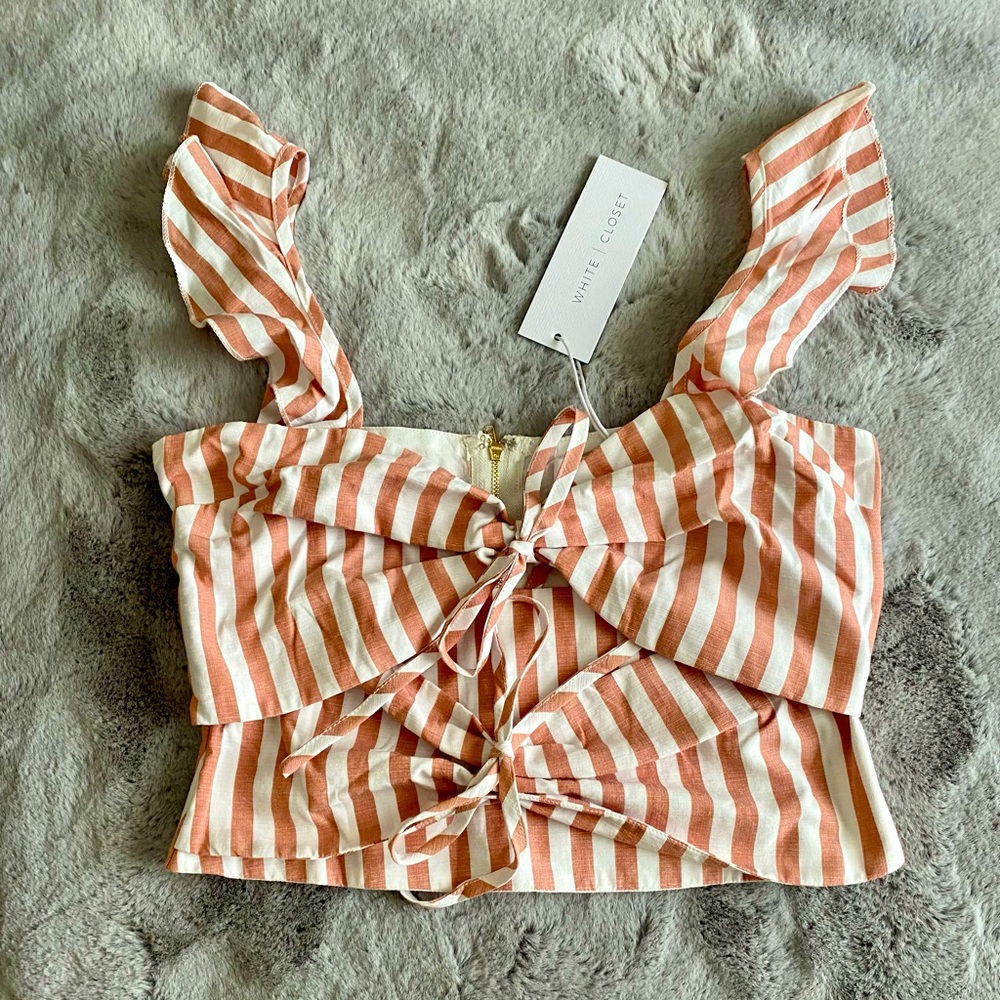 TJ Maxx Juniors Size 6 Australian Designed Keyhole Pink and White Striped Crop